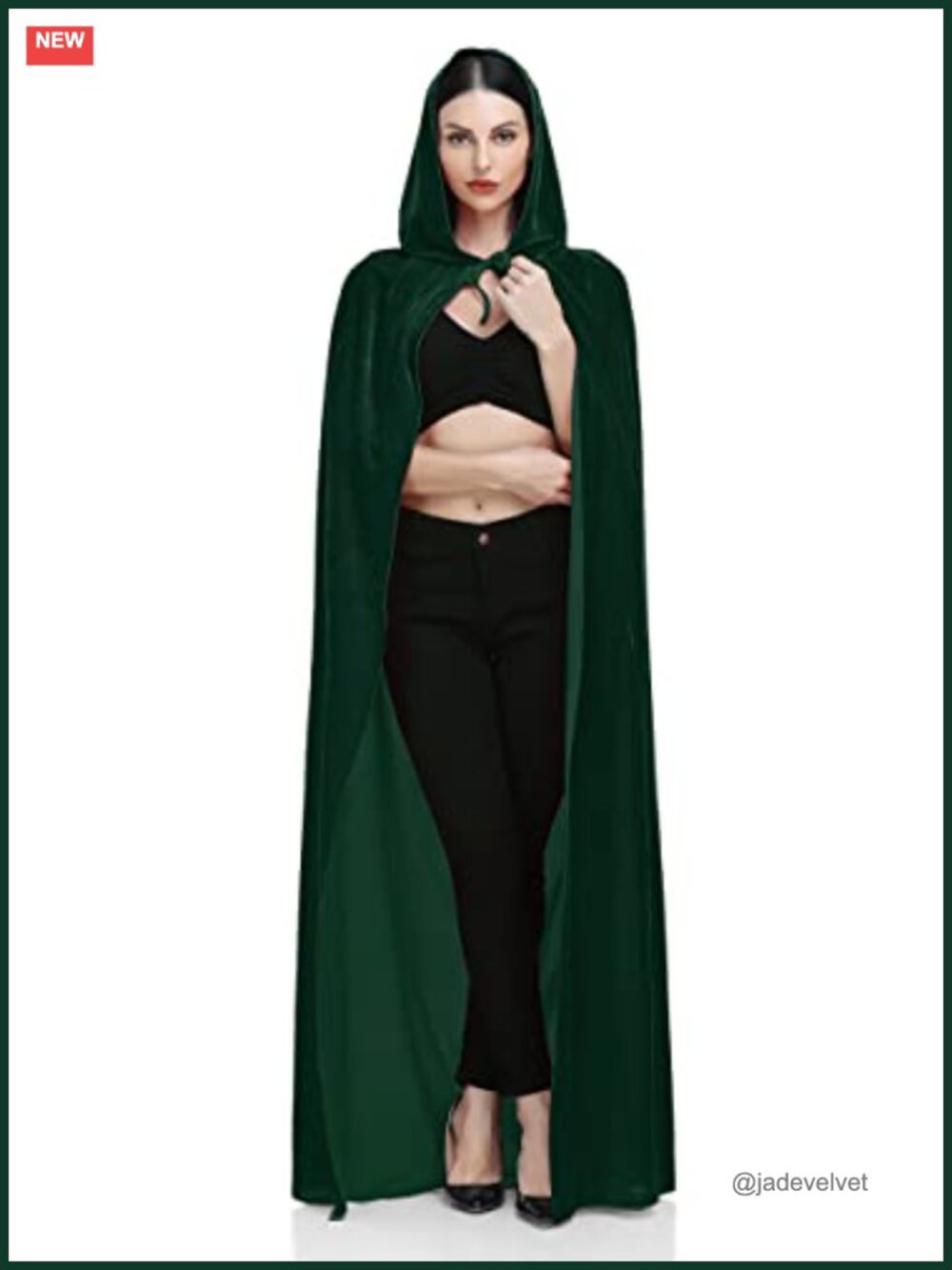 Unisex Velvet Cape with Hood Halloween Costume Cloak for Adults